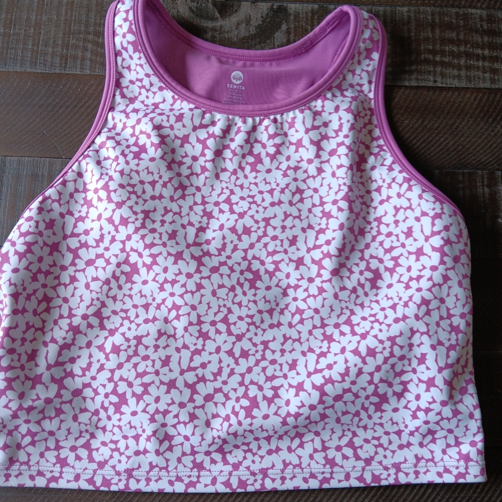 Senita Athletics Fuschia Floral Malibu Crop (L)